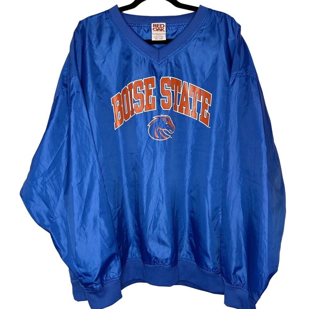 Red Oak Boise State Jacket Mens 2XL Blue Vintage 90s Y2K Windbreaker Pullover